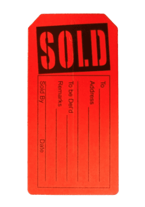 Black and Red SOLD Tag 2 1/4" x 4 3/4"